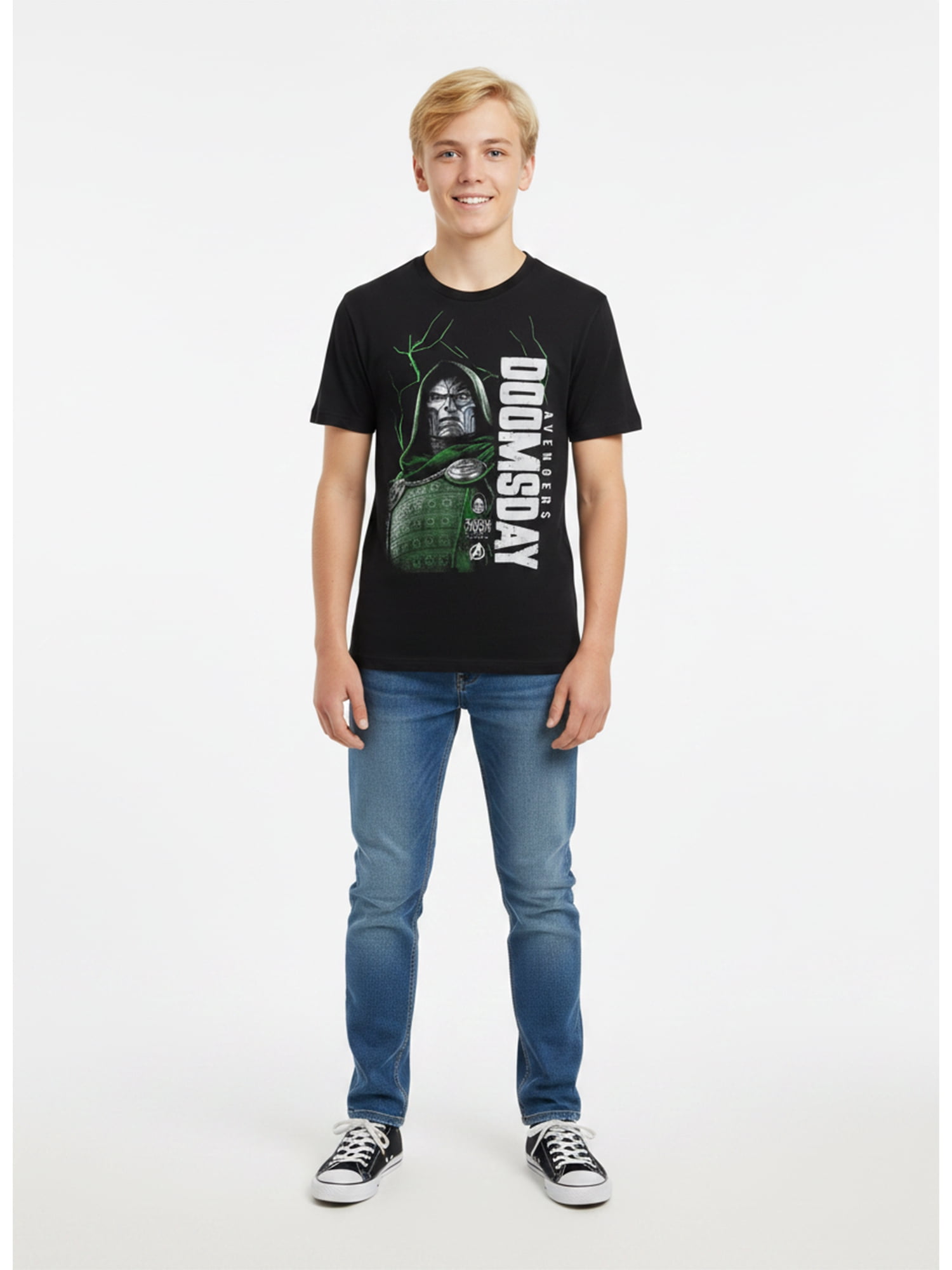 Marvel Doctor Doom, Boys' Graphic Tee with Short Sleeves, Doomsday Lightning, Sizes XS (4/5)–XXL(18)