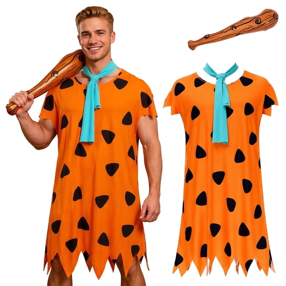 Forfamy Caveman Costume Adult Halloween Costumes Men's Costume for Adults Caveman Cosplay Outfits Family Cosplay