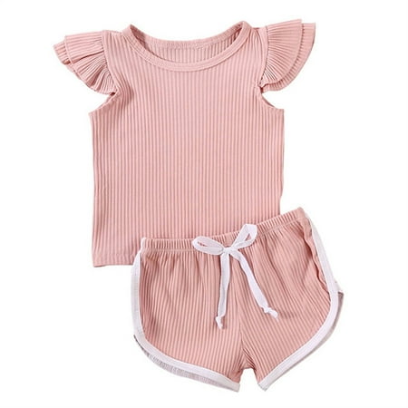 

Thhvdrg Baby Girls Clothes Kids Toddler Girl Outfits Short Sleeve Crew Neck T Shirt Tops and Shorts Summer Casual 2 Pcs Set