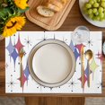 thumbnail image 4 of Red Purple Diamond Placemats Set of 4, Modern Geometric Middle Century Retro Placemats for Dining Table, Place Mats for Kitchen Tabletop, Waterproof Wipeable Dining Table Mats Set, 4 of 9