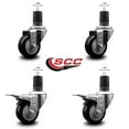thumbnail image 2 of 3 Inch Black Poly Swivel 1-5/8 Inch Expanding Stem Caster Set 2 Brakes, 2 of 2