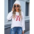 thumbnail image 2 of Women Cute Sweater Y2k Long Sleeve Crew Neck Knit Sweaters Aesthetic Pullover Top White M, 2 of 8