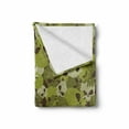 thumbnail image 2 of Camo Soft Flannel Fleece Throw Blanket, Composition of Skulls Scary Head Skeletons Graphic Grunge Illustration, Cozy Plush for Indoor and Outdoor Use, 70" x 90", Green Pale Green Beige, by Ambesonne, 2 of 6