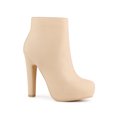thumbnail image 1 of Unique Bargains Bottines à Talon Épais Plateforme pour Femmes Beige (Taille 10), 1 of 6