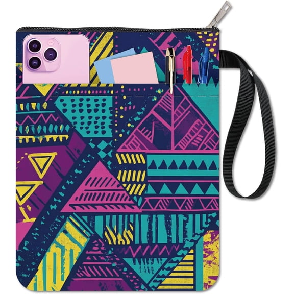 Colorful Geometry Book Sleeve Protector with Zipper-Sided Covers for Book Lovers Hardcover Notebook Bible Journal Textbooks Paperbacks Student 11 x 8.66 Inch Colorful