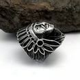 thumbnail image 3 of Men Stainless Steel Rings Indian Chief Head Biker Ring Size 7 8 9 10 11 12 13, 3 of 5