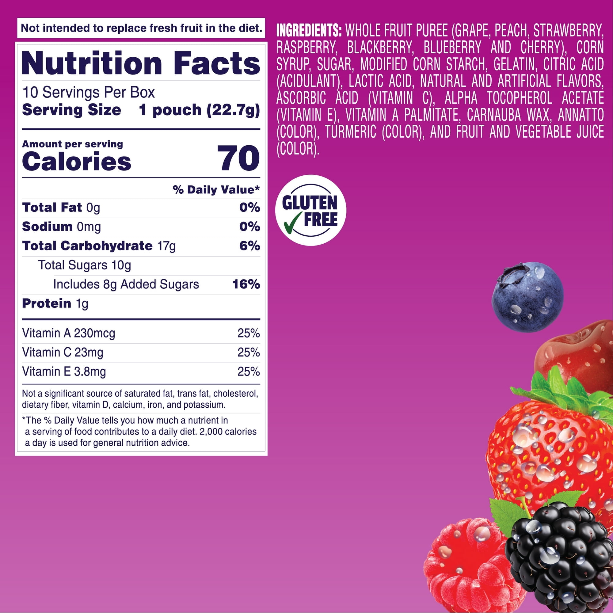 Welch's Fruit Snacks Gluten-Free Berries 'N Cherries Soft Fruit Snacks, 10 Count, 8 oz (Pack of 4)