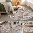 thumbnail image 5 of Round Rugs 7 Ft, Pink Green Spring Floral Non Slip Area Rugs for Kitchen Bedroom Entryway, Vintage Botanical Summer Washable Carpet Runner Rug Floor Mats for Bedroom Home Decor, 5 of 8