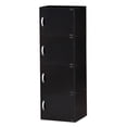 thumbnail image 1 of Hodedah 4 Shelf 4 Door Multi-Purpose Wooden Bookcase in Black Finish, 1 of 5