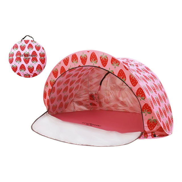 Beach Sun Shade Tent Easy Setup Quick Opening Zipper Door Portable Sun Shelter Pink Strawberry