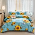 thumbnail image 5 of RYNGHIPY Floral Comforter Set King Size Butterflies Leaf Print Bed Comforter Set for Women Men Microfiber Breathable Quilt Set (Blue, King), 5 of 7