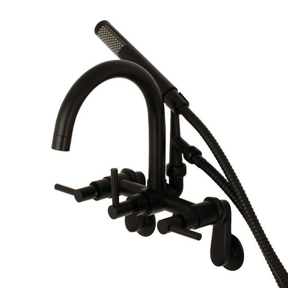 Aqua Vintage AE8150DL Wall Mount Tub Filler with Hand Shower, Matte Black - 5.13 x 6.94 x 8.31 in.