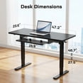 thumbnail image 6 of CHITOOMA Electric Standing Desk with Keyboard Tray, 48" x 24" Height Adjustable Sit Stand up Desk with Headphone Hook & 4 Height Memory Pre-Set for Home Office, Black, 6 of 8