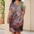 thumbnail image 4 of Iridescent Butterfly Pink Flowers Magical Scene Women's Summer Short Sleeve Casual Dresses Party Dress, 4 of 6