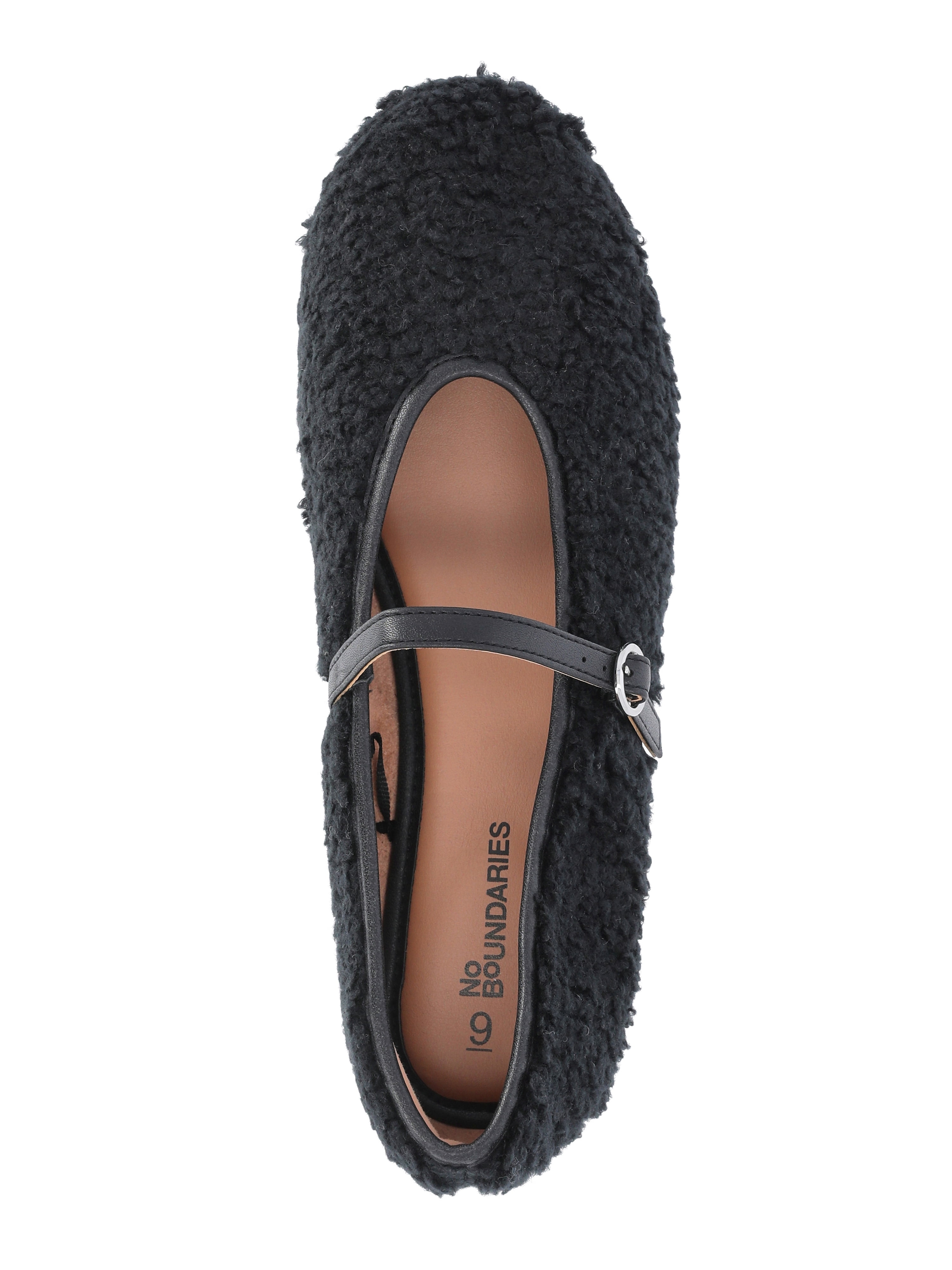 No Boundaries Women's Faux Shearling Mary Jane Flats