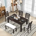 thumbnail image 1 of Rustic Style 6-Piece Dining Room Table Set , Home Dining Room Furniture with 4 Upholstered Chairs and A Bench (Espresso), 1 of 9