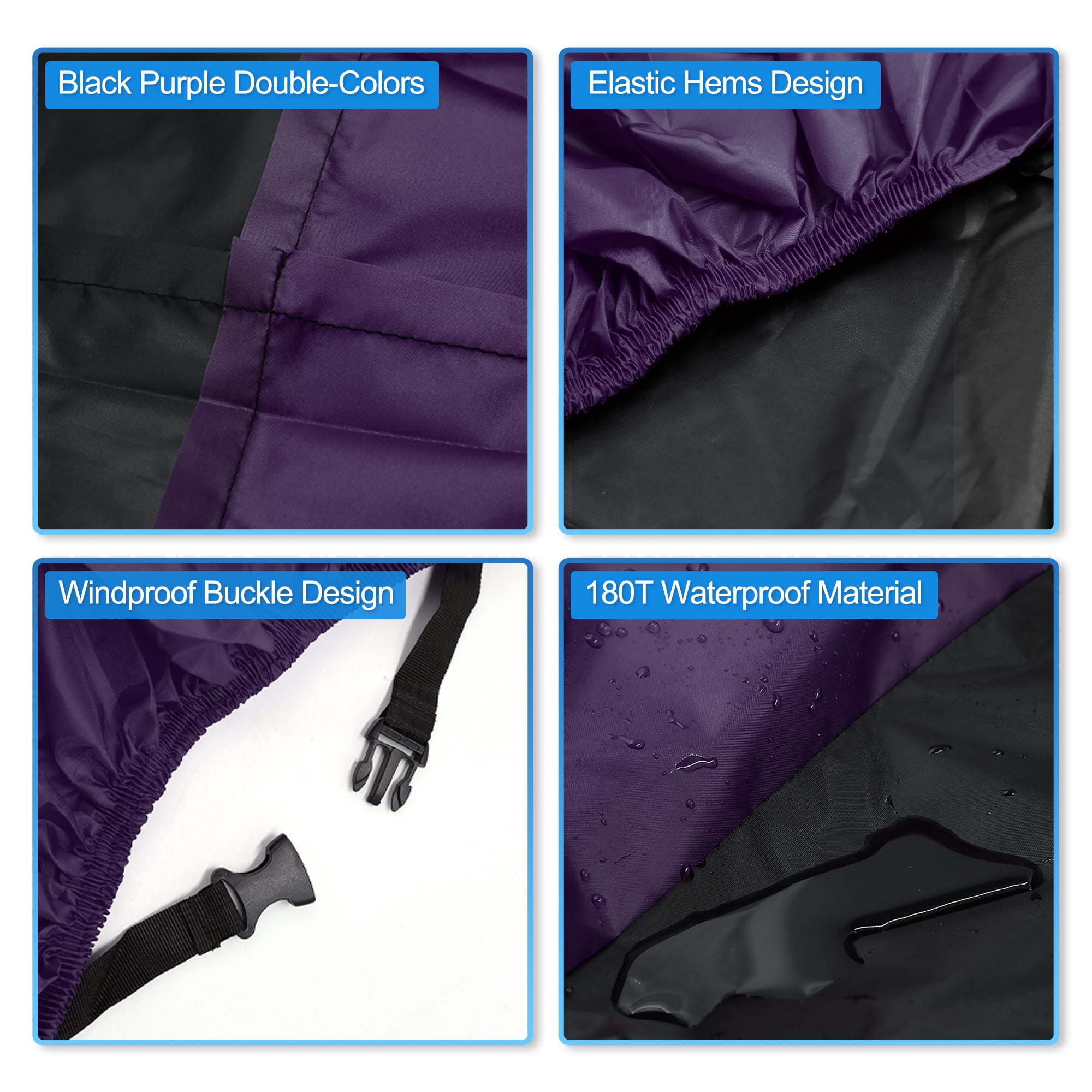 Unique Bargains 180T Motorcycle Cover Protector Rain Dust UV Proof Black Purple XXL
