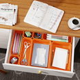 thumbnail image 5 of 45 PCS Plastic Drawer Organizers Set, 3-Sizes Vanity and Makeup Organizer, Desk and bathroom Drawer Organizer Trays, Organizers and Storage for Makeup, Jewelry, Gadgets, Utensils, Orange, 5 of 7
