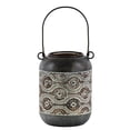 thumbnail image 1 of Benjara BM208213 Cylindrical Shape Metal Lantern with Pierced Floral Design - Gray, 1 of 1