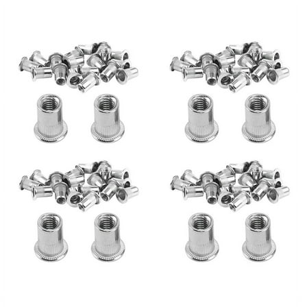 80 Pcs 304 Stainless Steel Rivet Nut Rivnut Insert Nutsert M6X15mm,80 x Rivet Nut,Silver Tone