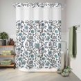 thumbnail image 6 of No Hook Shower Curtain, Boho Leaf Shower Curtains for Bathroom with See Through Top Window, Teal Green Spring Farmhouse Pastoral Tribal Waterproof & Washable Bath Curtain Extra Long 72"x84", 6 of 9