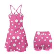 thumbnail image 3 of KEIAHUAN Pink Polka Dot Tennis Dress for Womens Quick Dry 2 Piece Golf Dresses with Shorts Casual Spaghetti Strap Athletic Dress with Pocket Summer Golf Outfits Set S, 3 of 7