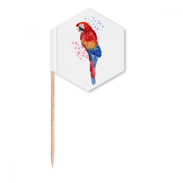 Red Psittaciformes Parrot Bird Toothpick Flags Cupcake Picks Party Celebration