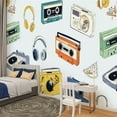 thumbnail image 2 of Peel and Stick Wallpaper Retro old cassettes boomboxes turntables tape recorders Modern Art Wall Mural Decor Self Adhesive and Removable 100in x 144in, 2 of 8