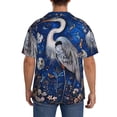 thumbnail image 5 of Fotbe Blue Heron Floral Garden print Short Sleeve Button Down Shirts for Men Casual Summer Beach Wrinkle Free Shirt-Medium, 5 of 7