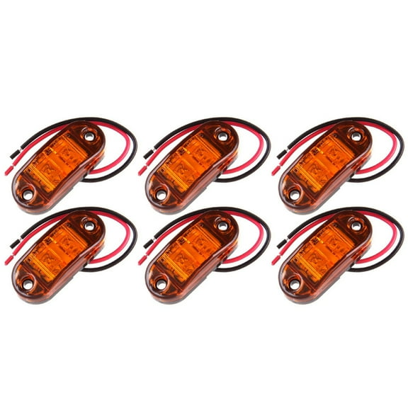 CCIYU 6pcs 2 Diode LED Amber Side Marker Light Trailer Marker Lights Oval Clear Lens Clearance Indicator Lights
