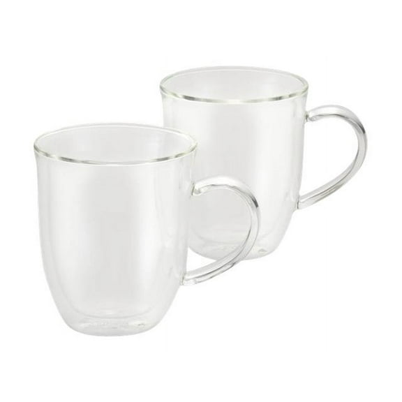BonJour Coffee 2 Piece 12 Ounce Insulated Borosilicate Glass Latte Cups