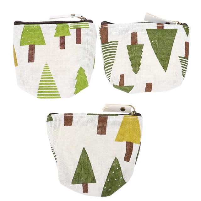 MasteelfCA 6pcs Cotton Linen Coin Purse Forest Pattern Wallet Adorable Change Storage Bag