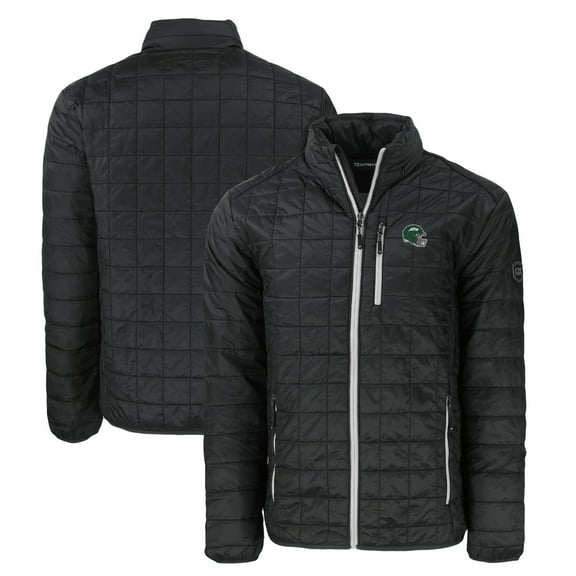 Men's Cutter & Buck Black New York Jets Big & Tall Helmet Rainier PrimaLoft Eco Insulated Full-Zip Puffer Jacket