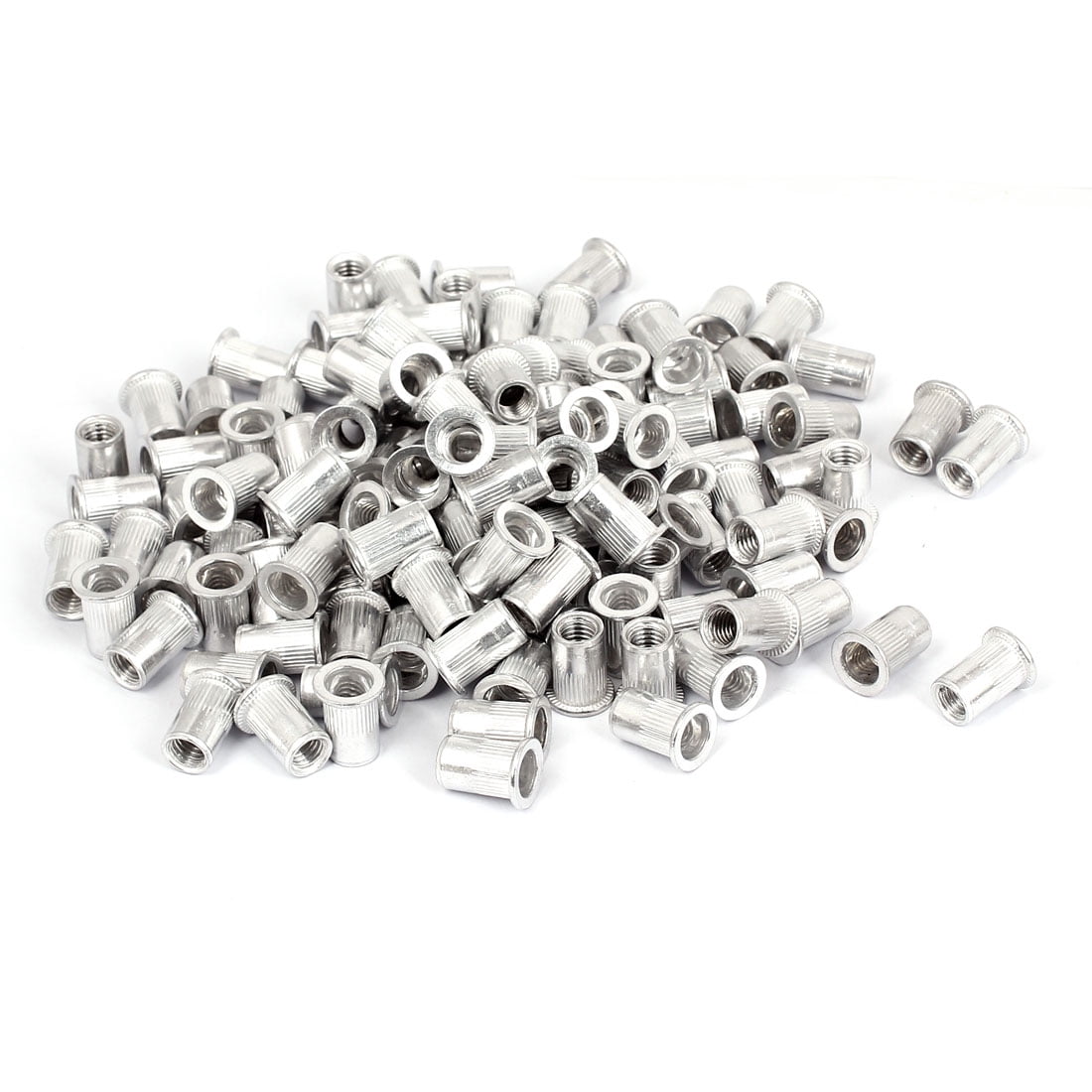 300pcs Aluminum Flat Head Knurled Body Threaded Rivet Nut Inserts M8x18mm