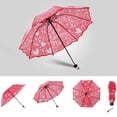 thumbnail image 2 of Transparent Heart Print Folding Sun Umbrella, Cute Lace Parasol, 2 of 8