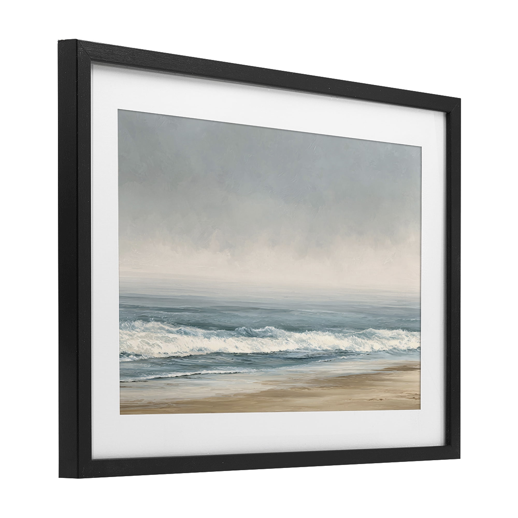 Stupell Industries Tranquil Mist Beachscape Black Framed Print Under Glass, design by Jacky Ngan