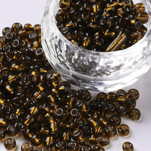 100gs 6/0 Glass Seed Beads Silver Lined Round Hole Round Brown 4mm Hole: 1.5mm about 1000pcs/100g