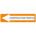 thumbnail image 1 of CONSTRUCTION TRAFFIC Orange Left Arrow 24 x 6 inch Aluminum Composite Sign, 1 of 4
