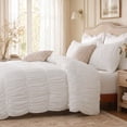 thumbnail image 4 of Lipa Queen Size Comforter Set,5-Piece Bed in a Bag,All Season Bedding Set,Ruched Design,Comforter,Pillowcases and Shams,White, 4 of 9