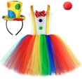 thumbnail image 3 of Disfraz de payaso de circo para niñas, disfraz de Halloween, disfraz de Joker divertido de arcoíris, vestido de tul para fiesta de carnaval y cumpleaños para niñas, 3 of 5