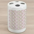 thumbnail image 1 of Cherry Blossom Ceramic Toothbrush Holder, Hand Drawn Cherry Blossom Flowers and Leaves on Tree Branches, Decorative Versatile Countertop for Bathroom, 4.5" X 2.7", Pink Green and Brown, 1 of 4