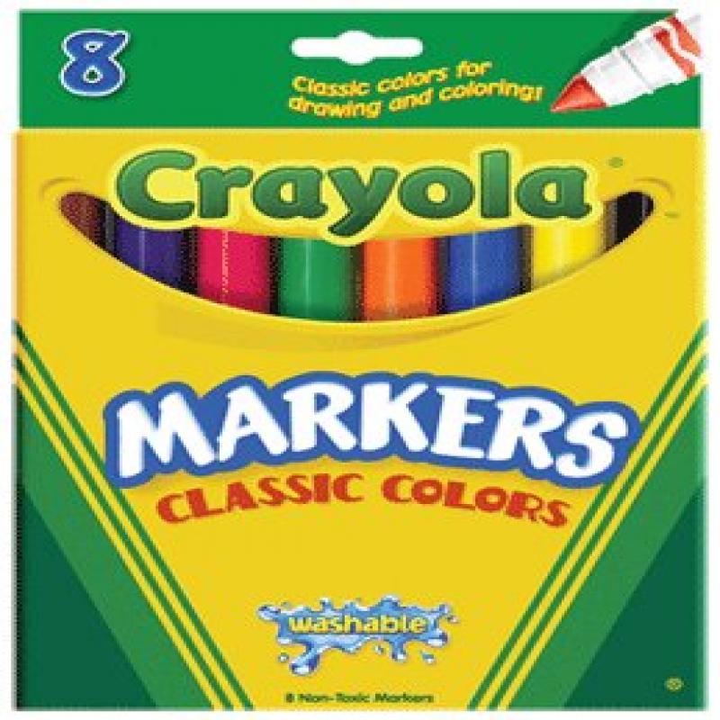 Crayola Classic Washable Markers Asst Broad 8 Pk Box 587808 Pack Of 6