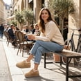 thumbnail image 4 of BLISSFUL STEP Women's Platform Micro Boots Pull on Flat Shoes Fluffy Snow Boots Camel 7, 4 of 5