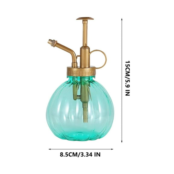 Eoozwa Plant Plastic Spray Bottle,Flower Indoor Plant Watering Can Pot 5.9" Tall Vintage Pumpkin Style with Bronze Plastic Top Pump One Hand Small Watering Cans for House Plants