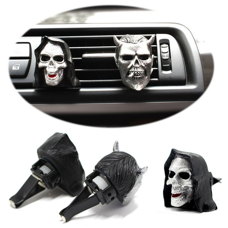 Honrane Car Fragrance Diffuser 2pcs Evil Skull Air Vent Clips for