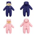 thumbnail image 4 of Maxcozy Winter Newborn Infant Baby Boys Girls Long Sleeve Down Cotton Hooded Jumpsuit Romper, 4 of 5