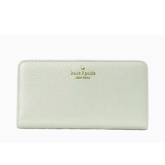 Kate Spade Dumpling Pebbled Leather Large Slim Bifold Wallet Light Olive