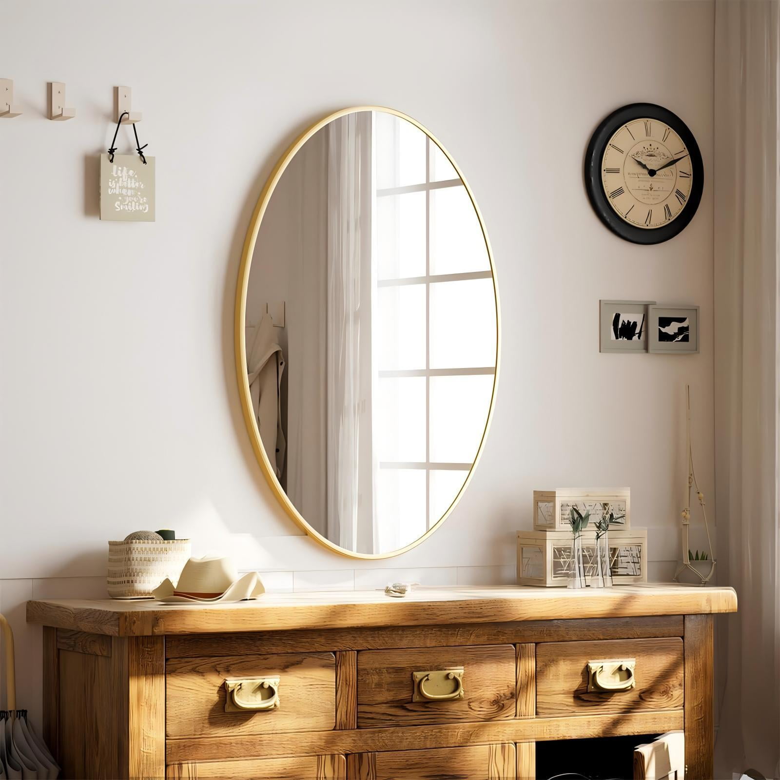 Mirstory Oval Bathroom Mirror 24"x36" Bathroom Vanity Mirror, Gold