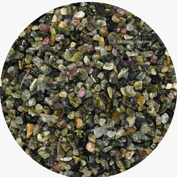 Multi Tourmaline Crystal Chips - Healing Crystals Tumbled Chips Gemstone Beads (1LB Bulk)