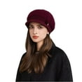 thumbnail image 5 of Women's Brimmed Beanie, Winter Knit Cloche Hat with Slouchy Crown, Trendy Fedora Design for Ladies, One Size Fits Most Cold Weather Cap, 5 of 5